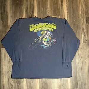 Vintage Backwoods Country Fisherman Hunting Blue 2XL Long Sleeve T-Shirt